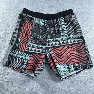 QuickSilver Board Shorts Mens XL‎ Aztec Pattern AOP Elastic Waist Lightweight